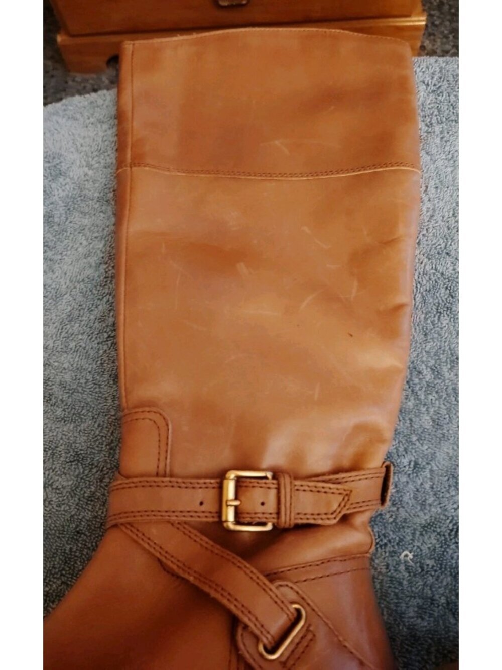Clarks Riding Tall Boots Womens Size 6.5 M Brown Leather Zip Buckles - Picture 11 of 12